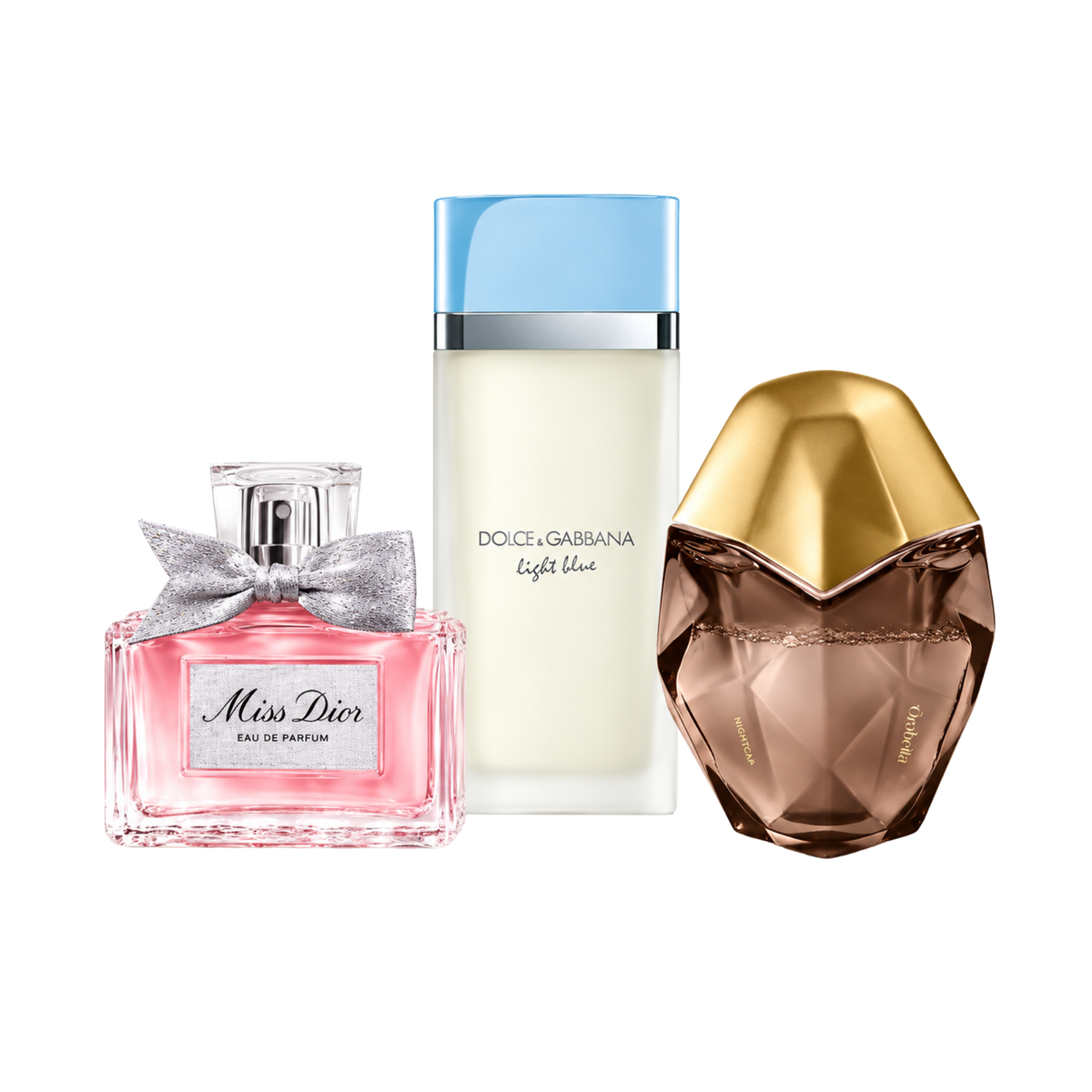 Set od 3 parfema | Miss Dior Eau de Parfum – 100 ml | Light Blue Dolce&Gabbana Eau de Toilette – 100 ml | Ôrəbella Skin Parfum – 100 ml