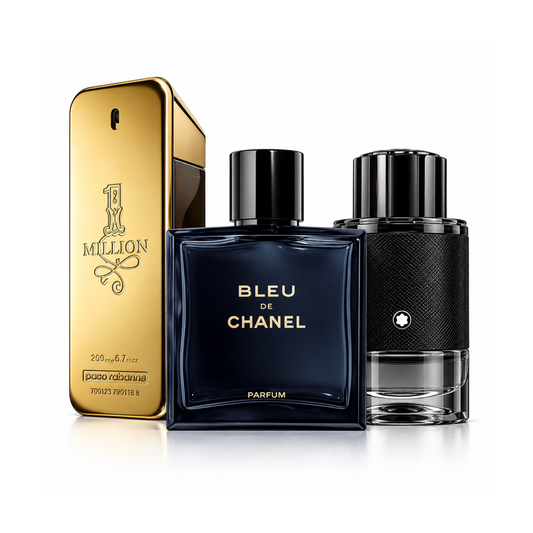 Set od 3 parfema | One Million Rabanne Eau de Toilette – 200 ml | Bleu de Chanel Eau de Parfum – 150 ml | Montblanc Explorer Extreme Eau de Parfum – 100 ml