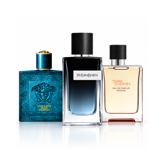 Set od 3 parfema | Versace Eros Eau de Toilette – 200 ml | YSL Y Eau de Parfum – 200 ml | Terre d'Hermès Eau de Parfum Intense – 175 ml